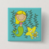 Blond Mermaid Vierkante Button 5,1 Cm (Voorkant)