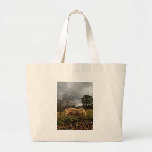 Blond miniatuur Pony/paard Grote Tote Bag (Voorkant)