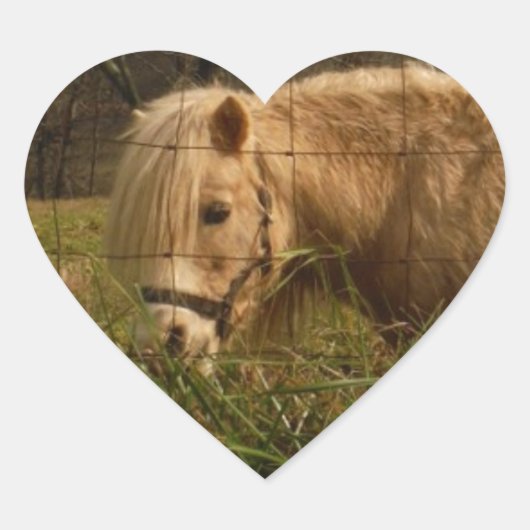 Blond miniatuur Pony/paard Hart Sticker (Voorkant)