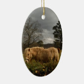 Blond miniatuur Pony/paard Keramisch Ornament (Rechts)