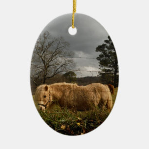 Blond miniatuur Pony/paard Keramisch Ornament