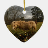 Blond miniatuur Pony/paard Keramisch Ornament (Voorkant)