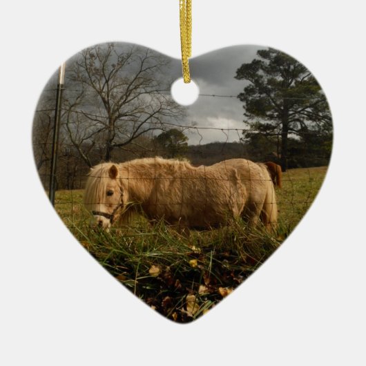 Blond miniatuur Pony/paard Keramisch Ornament (Voorkant)