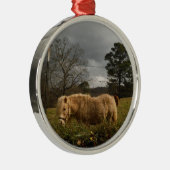 Blond miniatuur Pony/paard Metalen Ornament (Rechts)