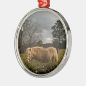 Blond miniatuur Pony/paard Metalen Ornament (Links)