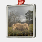Blond miniatuur Pony/paard Metalen Ornament (Links)