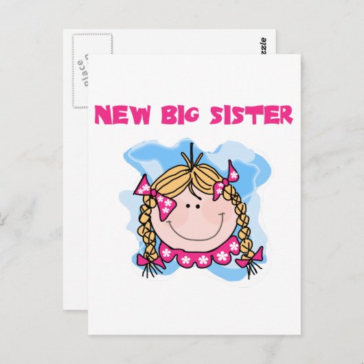 Blond New Big Sister Tshirts en Gifts Briefkaart (Voorkant / Achterkant)