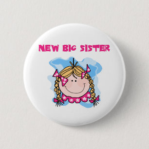 Blond New Big Sister Tshirts en Gifts Ronde Button 5,7 Cm