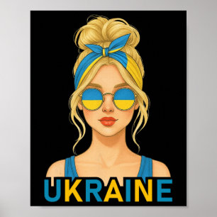 Blond Oekraïens Meisje Oekraïne Vlag Oekraïense Vr Poster