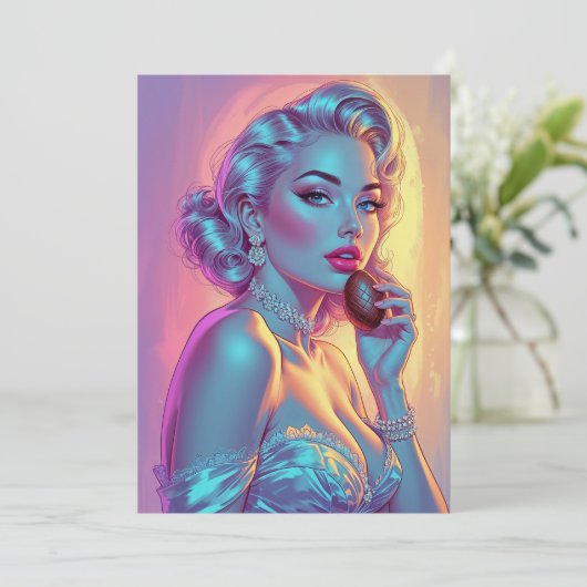 Blond Paaldame Chocolade Ei Feestdagenkaart (Staand voorkant)