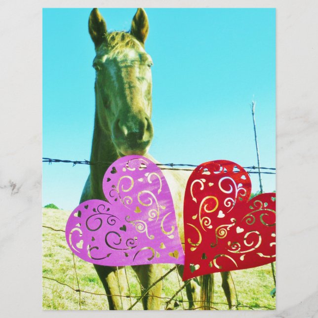 Blond paard en roze en rood hart (Voorkant)