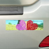 Blond paard en roze en rood hart bumpersticker (Op auto)