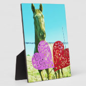 Blond paard en roze en rood hart fotoplaat (Zijkant)