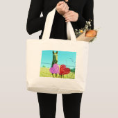 Blond paard en roze en rood hart grote tote bag (Voorkant (product))