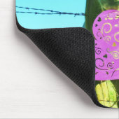 Blond paard en roze en rood hart muismat (Hoek)