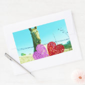 Blond paard en roze en rood hart rechthoekige sticker (Envelop)