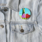 Blond paard en roze en rood hart ronde button 5,7 cm (In situ)