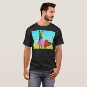 Blond paard en roze en rood hart t-shirt (Voorkant volledig)