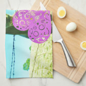 Blond paard en roze en rood hart theedoek (Quarter Fold)