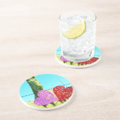 Blond paard en roze en rood hart zandsteen onderzetter (Zijkant)