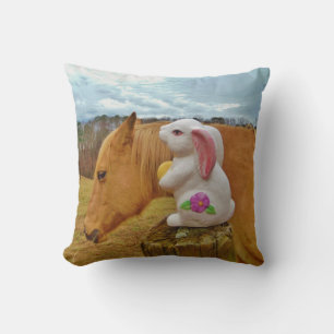 Blond paard & Paas lente bloem Konijn Kussen