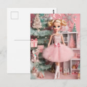 Blond Pastel Retro Kerstpop Briefkaart (Voorkant / Achterkant)