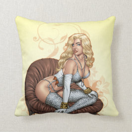 Blond Pinup Girl in Lingerie door Al Rio Kussen