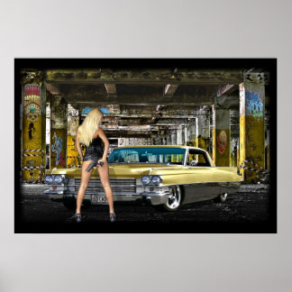 blond, pistool, cadillak poster