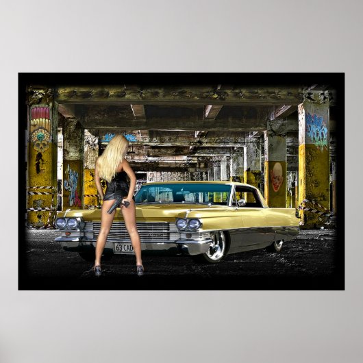 blond, pistool, cadillak poster (Voorkant)