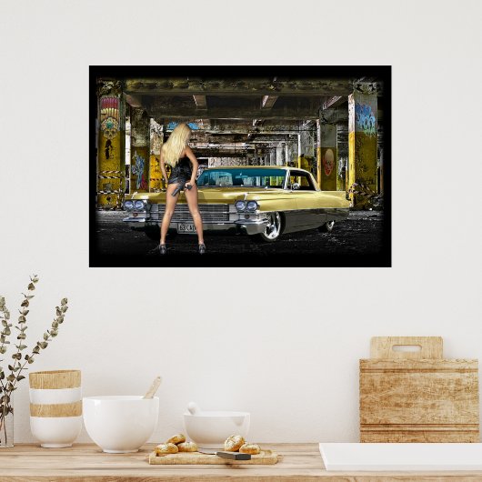 blond, pistool, cadillak poster (Keuken)
