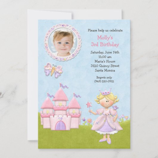 Blond Princess Birthday Party Invitation Kaart (Voorkant)