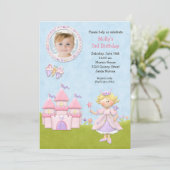 Blond Princess Birthday Party Invitation Kaart (Staand voorkant)