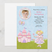 Blond Princess Birthday Party Invitation Kaart (Voorkant / Achterkant)