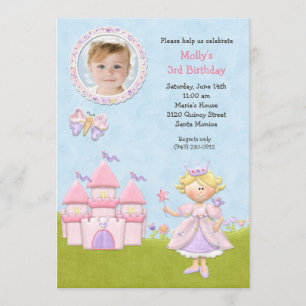 Blond Princess Birthday Party Invitation Kaart