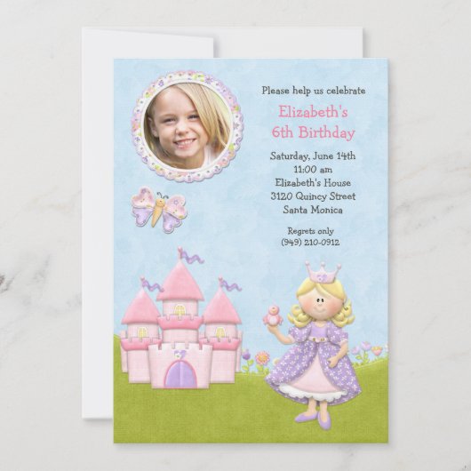 Blond Princess Birthday Party Invitation Kaart (Voorkant)