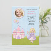 Blond Princess Birthday Party Invitation Kaart (Staand voorkant)