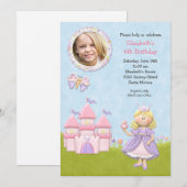Blond Princess Birthday Party Invitation Kaart (Voorkant / Achterkant)