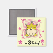 Blond Prinses 3e Verjaardag Tshirts & Cadeaus Magneet (Voorkant / Achterkant)