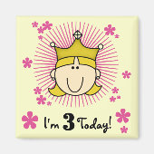 Blond Prinses 3e Verjaardag Tshirts & Cadeaus Magneet (Voorkant)
