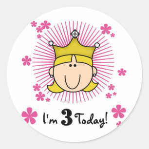 Blond Prinses 3e Verjaardag Tshirts & Cadeaus Ronde Sticker