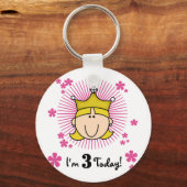 Blond Prinses 3e Verjaardag Tshirts & Cadeaus Sleutelhanger (Voorkant)