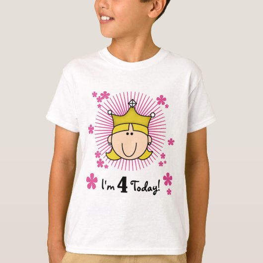 Blond Prinses 4e Verjaardag Tshirts en geschenken (Voorkant)