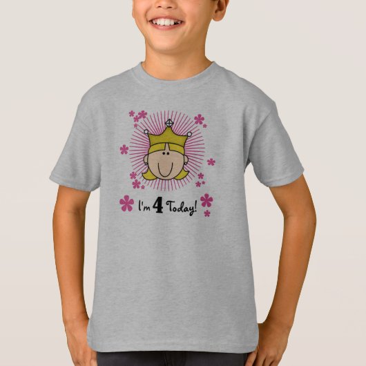 Blond Prinses 4e Verjaardag Tshirts en geschenken (Voorkant)