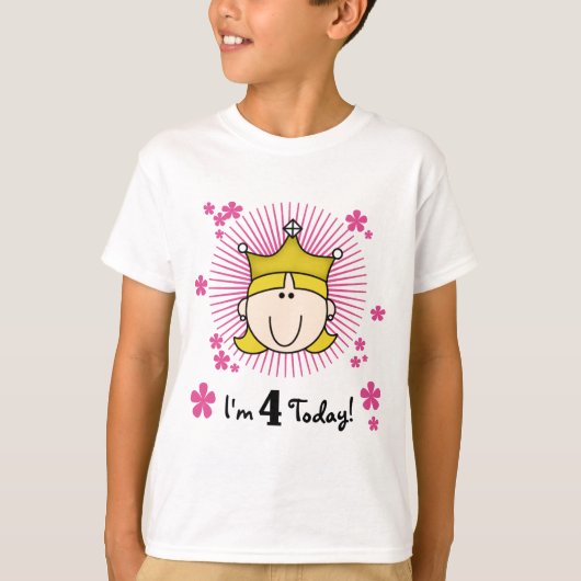 Blond Prinses 4e Verjaardag Tshirts en geschenken (Voorkant)
