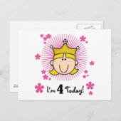 Blond Prinses 4e Verjaardag Tshirts en geschenken Briefkaart (Voorkant / Achterkant)