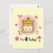Blond Prinses 4e Verjaardag Tshirts en geschenken Briefkaart (Voorkant / Achterkant)