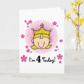 Blond Prinses 4e Verjaardag Tshirts en geschenken Kaart (Gele Bloem)
