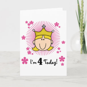 Blond Prinses 4e Verjaardag Tshirts en geschenken Kaart