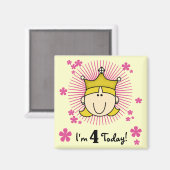 Blond Prinses 4e Verjaardag Tshirts en geschenken Magneet (Voorkant / Achterkant)