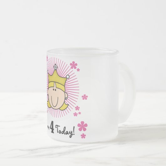 Blond Prinses 4e Verjaardag Tshirts en geschenken Matglas Koffiemok (Voorkant rechts)